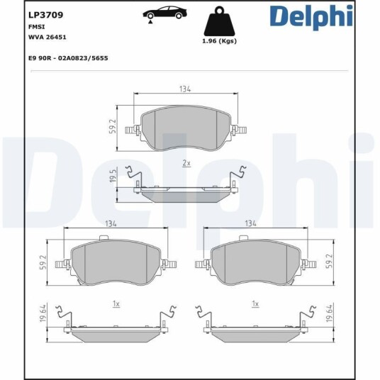 Bremseklosser DELPHI LP3709 Bremseklosser DELPHI LP3709