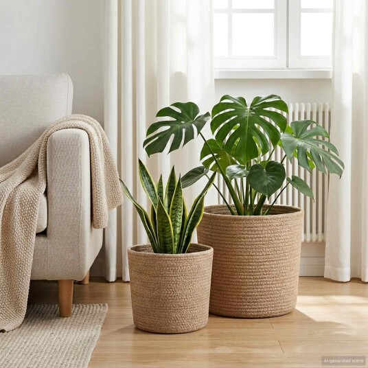vidaXL Plantepotte Sett 2 pcs Naturlig Ø 28 x 28 cm 100% Tossa Jute
