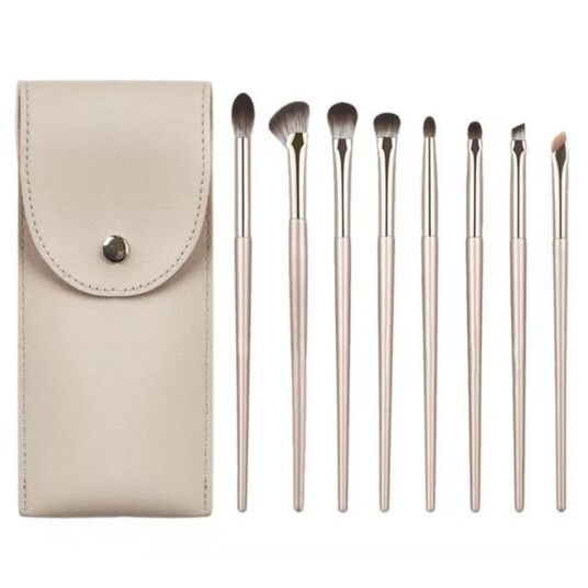 8 stk Øyenskygge børstesett Soft Fiber Eye Makeup-børster+veske