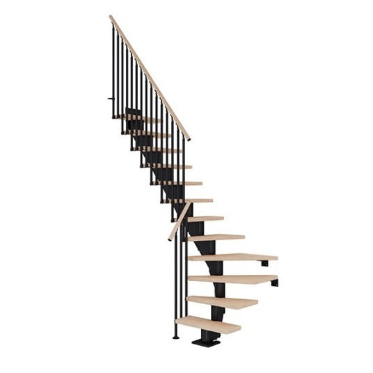 Dolle Frankfurt L-trapp Svart-classic Iii-hvitoljeret Eik-75-11 - Loddret Høyde Op Til 258 Cm Dolle Frankfurt L-trapp Svart-classic Iii-hvitoljeret Eik-75-11 - Loddret Høyde Op Til 258 Cm