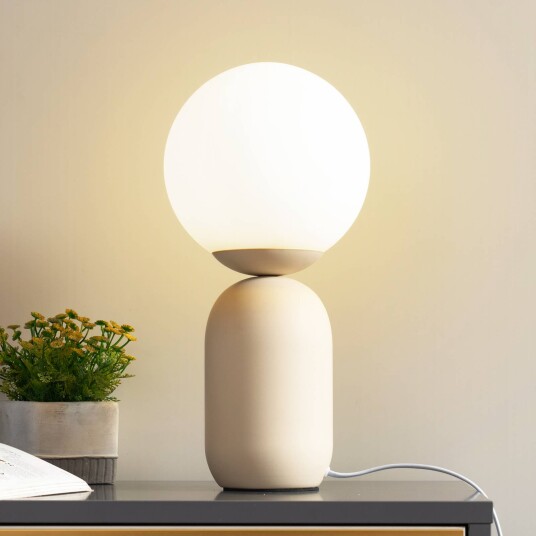 Lindby bordlampe Lennes beige glass Ø 20 cm