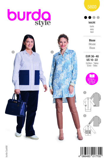 Burda 5800 - Bluse EUR: 36-48 US: 10-22