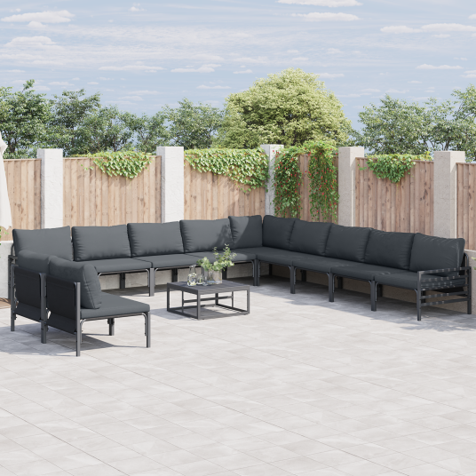 Hagesofa Set 11 pcs Antrasitt Stål