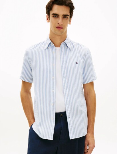 Tommy Hilfiger Linen Blend Bengal Stp S/S Rf Blue S Tommy Hilfiger Linen Blend Bengal Stp S/S Rf Blue S