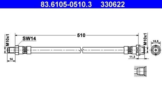 Bremseslange ATE 83.6105-0510.3 Bremseslange ATE 83.6105-0510.3