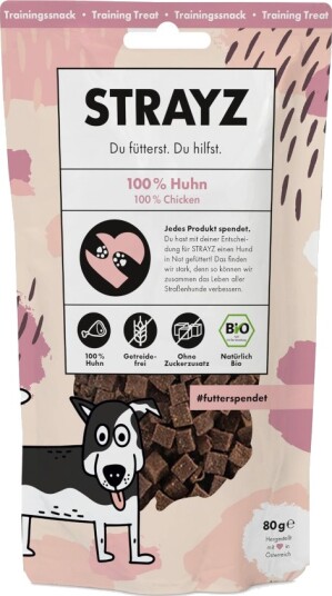 Strayz Bio Treningssnacks Sparepakke Økologisk Kylling 4 X 80 G