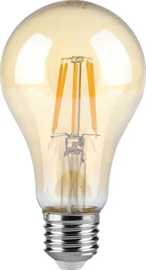 V Tac E27 10W LED filament pære A67 Amber glass 2200K 950lm Kulør : Ekstra varm V Tac E27 10W LED filament pære A67 Amber glass 2200K 950lm Kulør : Ekstra varm