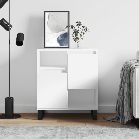 vidaXL Skjenk hvit 60x35x70 cm konstruert tre