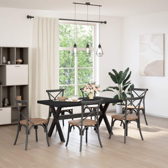 vidaXL Spisebord NOAIN 160 cm Heltre furu Svart Rektangulær vidaXL Spisebord NOAIN 160 cm Heltre furu Svart Rektangulær