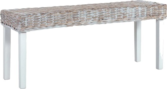Benk 110 cm hvit naturlig kubu rotting og heltre mahogni Benk 110 cm hvit naturlig kubu rotting og heltre mahogni