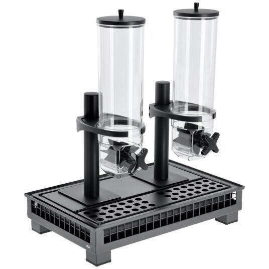 VEGA Müslidispenser Portland dobbel GN 1/1; Størrelse GN 1/1 55.4x35.2x53 cm LxBxH; Antrasitt/Transparent/Svart; Rektangulær