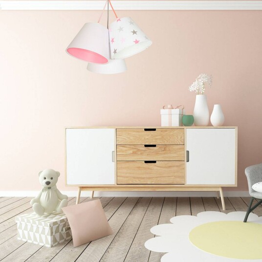 Maco Design Hengelampe til barnerommet Zsofia 3-lys hvit/rosa