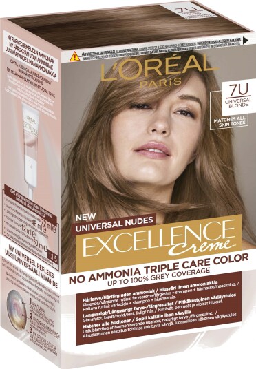 L'Oréal Excellence Universal Nudes 7U Universal Blonde 1 stk Hårfarge L'Oréal Excellence Universal Nudes 7U Universal Blonde 1 stk Hårfarge
