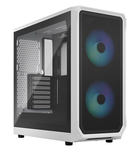 Fractal Design Focus 2 RGB Midi Tower Kabinett med Herdet Glass - Hvit Fractal Design Focus 2 RGB Midi Tower Kabinett med Herdet Glass - Hvit