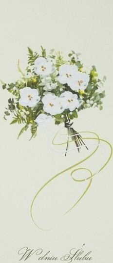Dl S45 Bryllupskort - Hvit Blomsterbukett Dl S45 Bryllupskort - Hvit Blomsterbukett