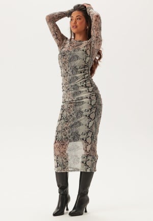 BUBBLEROOM Mesh Midi Dress Snake print L BUBBLEROOM Mesh Midi Dress Snake print L