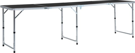Sammenleggbart campingbord grå aluminium 240x60 cm
