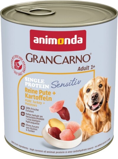 Animonda GranCarno Adult Single Protein Sensitiv Våtfôr Kalkun & Poteter 24x800g