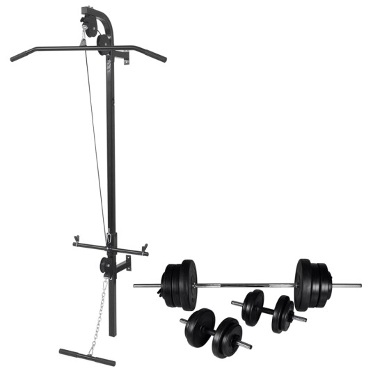 Treningstårn med vektstangog manualsett 60,5 kg Treningstårn med vektstangog manualsett 60,5 kg