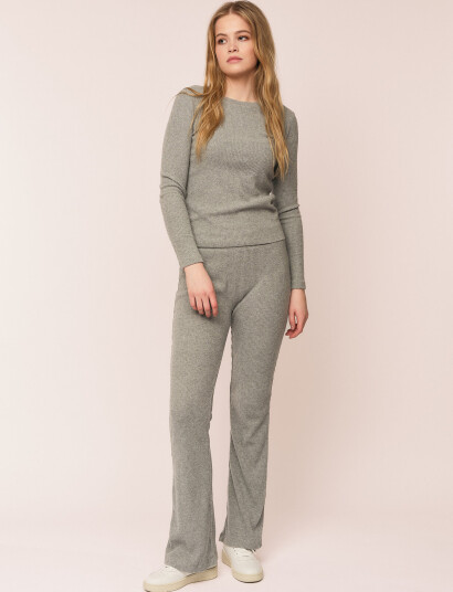 Once Untold Daniela Rib Trouser - Grey - S Once Untold Daniela Rib Trouser - Grey - S