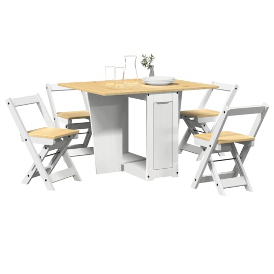 Sommerfugl spisegruppe 5 stk Corona sammenleggbar hvit furu