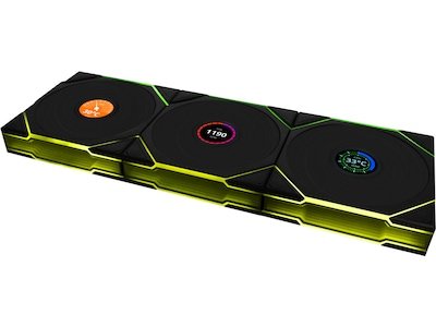 Lian Li UNI FAN TL Wireless LCD 120mm Viftsett med RGB LED - 3 pakke - Sort Lian Li UNI FAN TL Wireless LCD 120mm Viftsett med RGB LED - 3 pakke - Sort