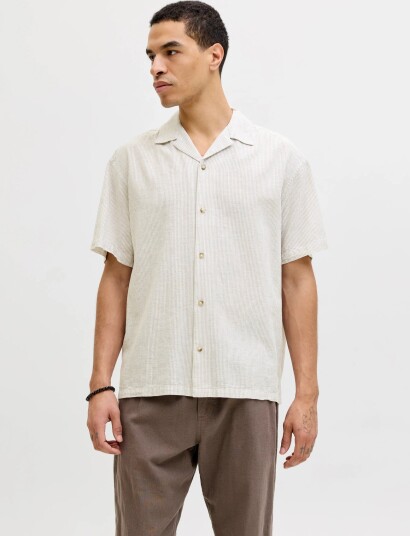 Jack & Jones Jjesummer Linen Blend Resort Shirt Ss Sn White S Jack & Jones Jjesummer Linen Blend Resort Shirt Ss Sn White S