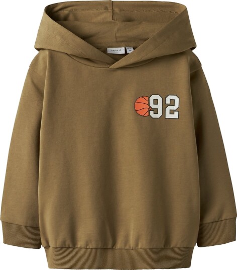 Name It Hettegenser NmmKelvin Mat Gold m. Trykk Name It 4 år 104 Hettegenser Brun