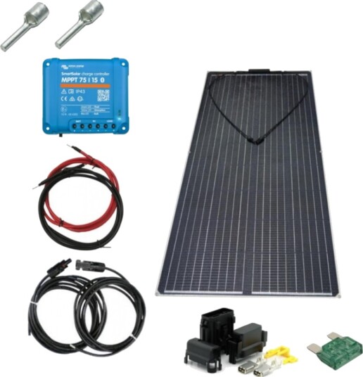 BÅT Solcellepakke 143x71 200W Flexi Half cut Victron MPPT 15A. BÅT Solcellepakke 143x71 200W Flexi Half cut Victron MPPT 15A.