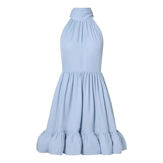 Malina Fern Halterneck Ruffled Mini Dress Blue XL Malina Fern Halterneck Ruffled Mini Dress Blue XL