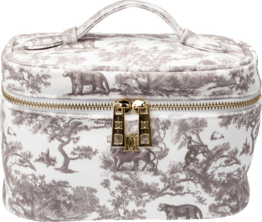 DARK Velvet Vanity Bag Small Warm Taupe Savannah Pattern DARK Velvet Vanity Bag Small Warm Taupe Savannah Pattern