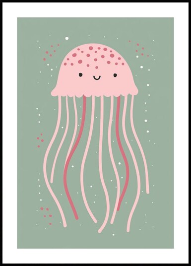 Cute Jellyfish Illustration Plakat Plakat / 100x150cm
