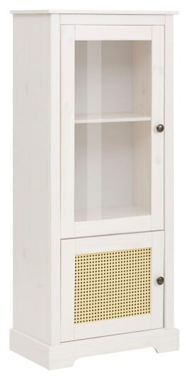 Loft24 Lando vitrine stor 1 glassdør/1 dør, hvit/honning Unoliving 1743681-01-0 1743682-02-0 Loft24 Lando vitrine stor 1 glassdør/1 dør, hvit/honning Unoliving 1743681-01-0 1743682-02-0