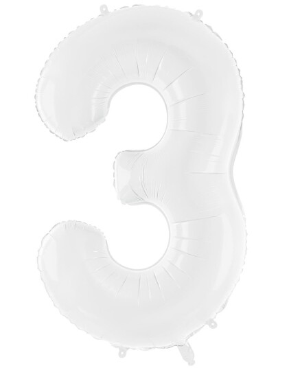 Tallet 3 Hvit JUMBO Folieballong 86 cm