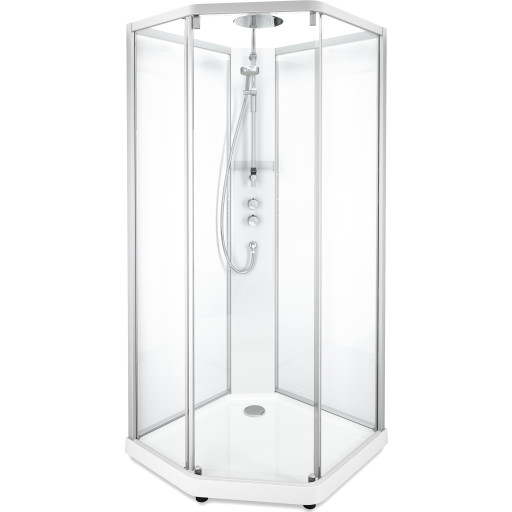 Contura Showerama Comfort dusjkabinett, 80x90 cm, alu matt profil, klart glass