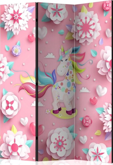 Romdeler Unicorn på Blomstereng 113x517 cm - Artgeist sp. z o. o.