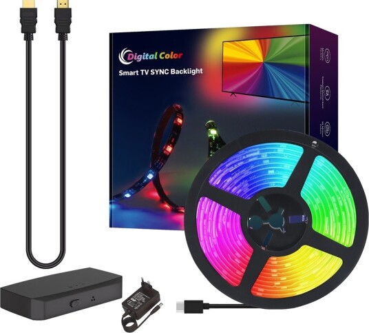 TV Sync LED stripe 3,8m HDMI boks TV Sync LED stripe 3,8m HDMI boks