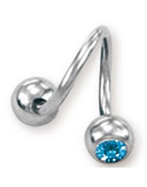 Curve Øyenbrynspiercing med Lys Blå Stener 1.2 x 8 mm