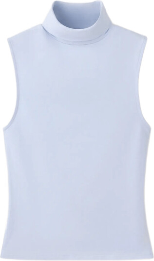 Mango Sleeveless Turtleneck Top Blue L