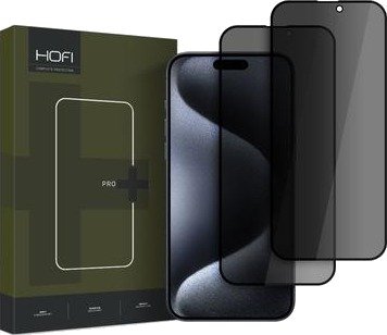 iPhone 16 Hofi Anti Spy Pro+ Privacy Beskyttelsesglass - 2 Stk. - Svart Kant