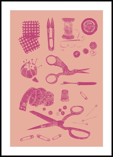 Haberdashery magenta and peach Plakat Plakat / 30x40cm