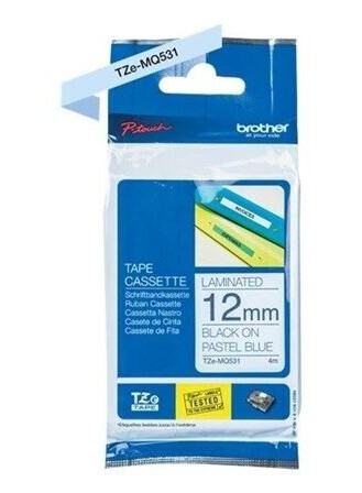 Brother TZEMQ531 / TZe-MQ531 Black on Pastel Blue Ribbon (12mm x 4m)