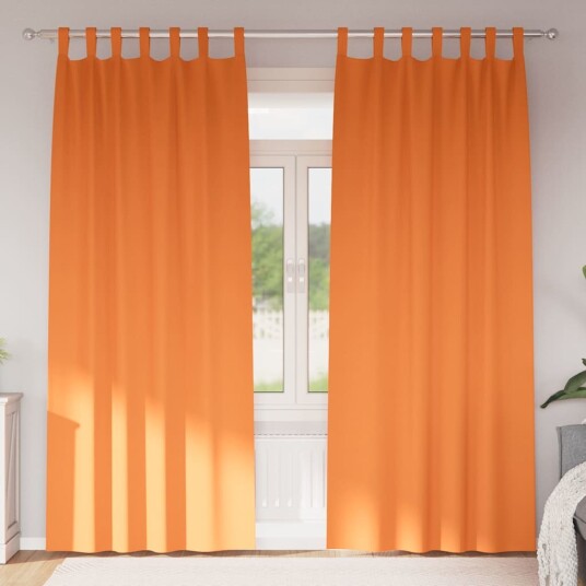 Gardiner med gardiner 2 pcs Lys oransje Polyester