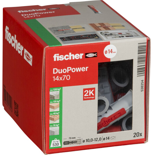 Fischer DuoPower 14x70mm Ekspansjonsanker - 20 Stk