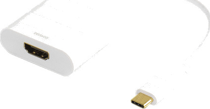 Deltaco USB-C til HDMI Adapter 4K 0,1 m Hvit Forgylte Kontakter