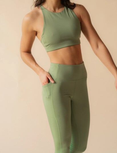 Girlfriend Collective Topanga Bra Cross Back Green XXS