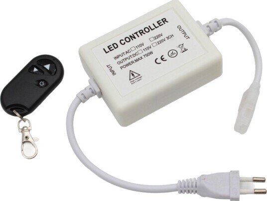 230V trådløs dimmer med fjernkontroll Inkl. endestykke til 230V Slim COB minnefunksjon maks 50 m