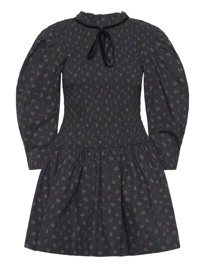 GANNI Printed Mini Smock Dress Black 38 GANNI Printed Mini Smock Dress Black 38