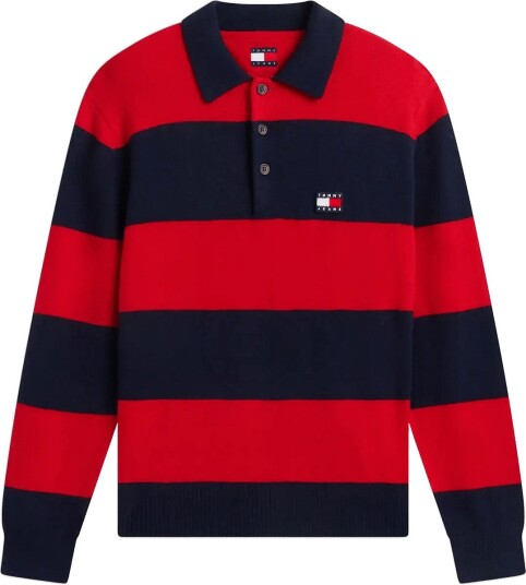 Tommy Jeans Tjm Striped Polo Sweater SCARLET FLARE L