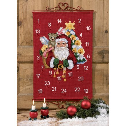 Permin Broderisett Aida Julekalender Julenisse med Sekk 60x40cm